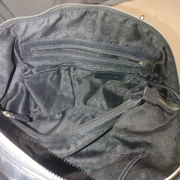 Michael Michael Kors Riley Black Leather Satchel Shoulder Bag  MK Charm Detachab - Picture 7 of 10